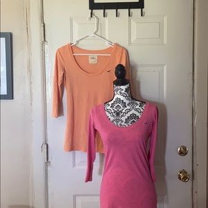 2 Hollister 3/4 sleeve tops